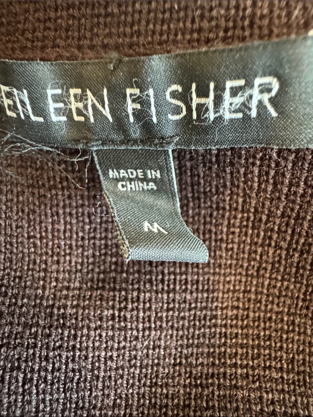 Eileen Fisher Silk & Organic Cotton Knit Blazer Cardigan chocolate brown. Med